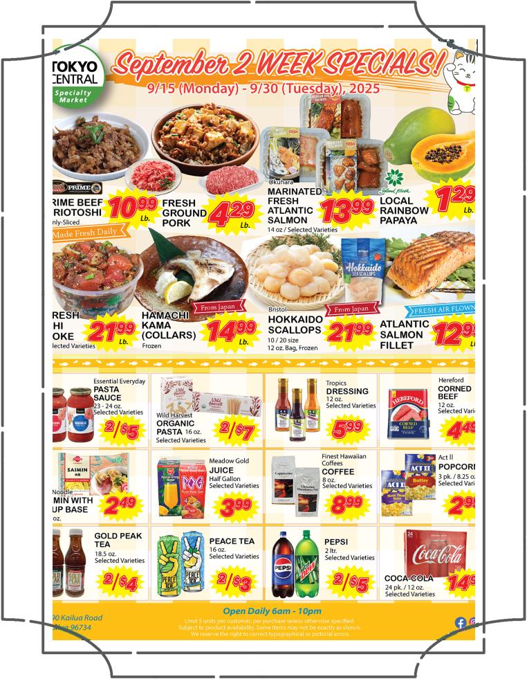 2 Week Special - September 15 - 30, 2025