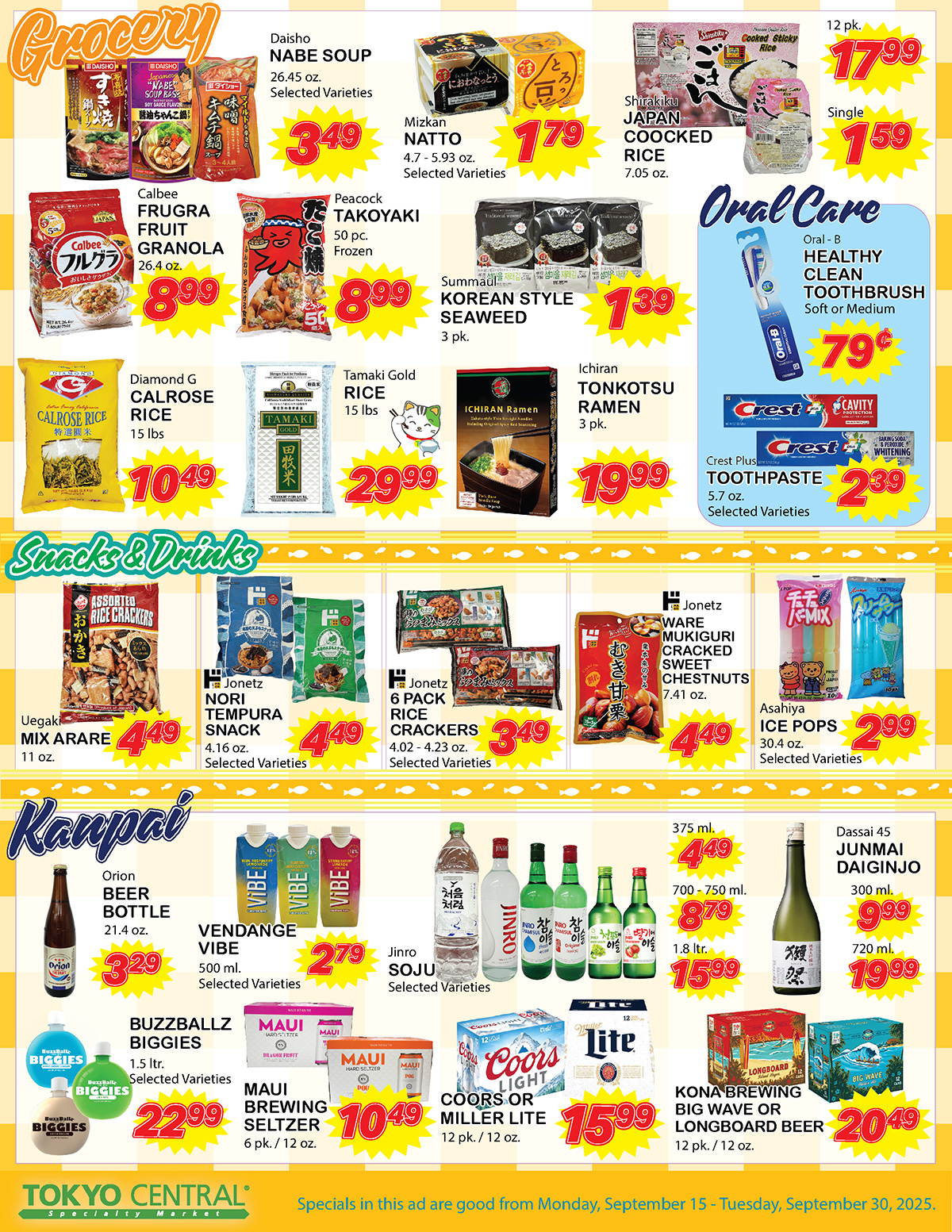 2 Week Special - September 15 - 30, 2025